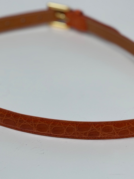 Paola Bentiui Genuine Crocodile Belt Orange Italy Gold Buckle 41\